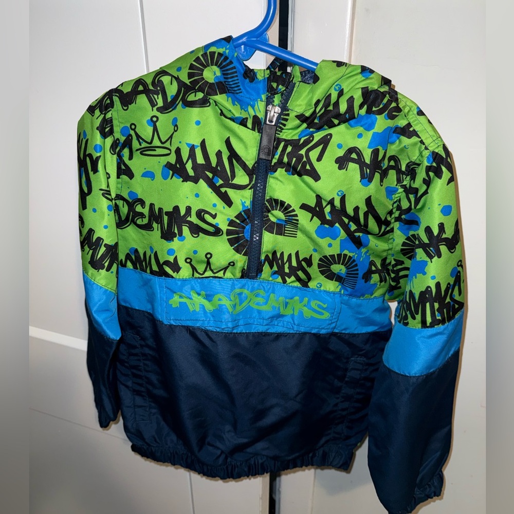Boys Vintage Akademiks Vibrant Green and Navy lightweight Jacket size 6